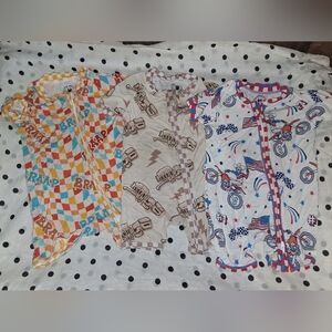 (3) Strictly Wild Bamboo Pajama Zippy Zippered Size 3-6 Months Lot Of Bike Moto